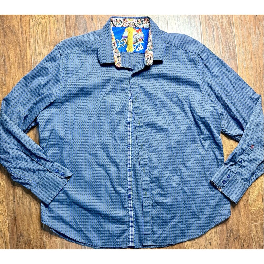 Robert Graham Shirt Mens 3XL Blue The Last Laugh Flip Cuff Geometric Joker